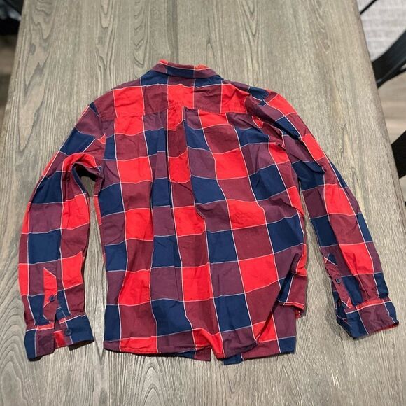 Warp and Weft Red Buffalo Plaid Button Front Long Sleeve Shirt Size XL - Picture 4 of 4